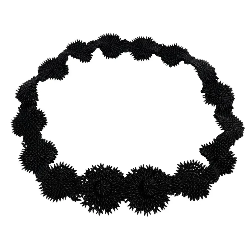 Vintage Handcrafted Ipil Apple Seed Belt Black Rosettes Adjustable